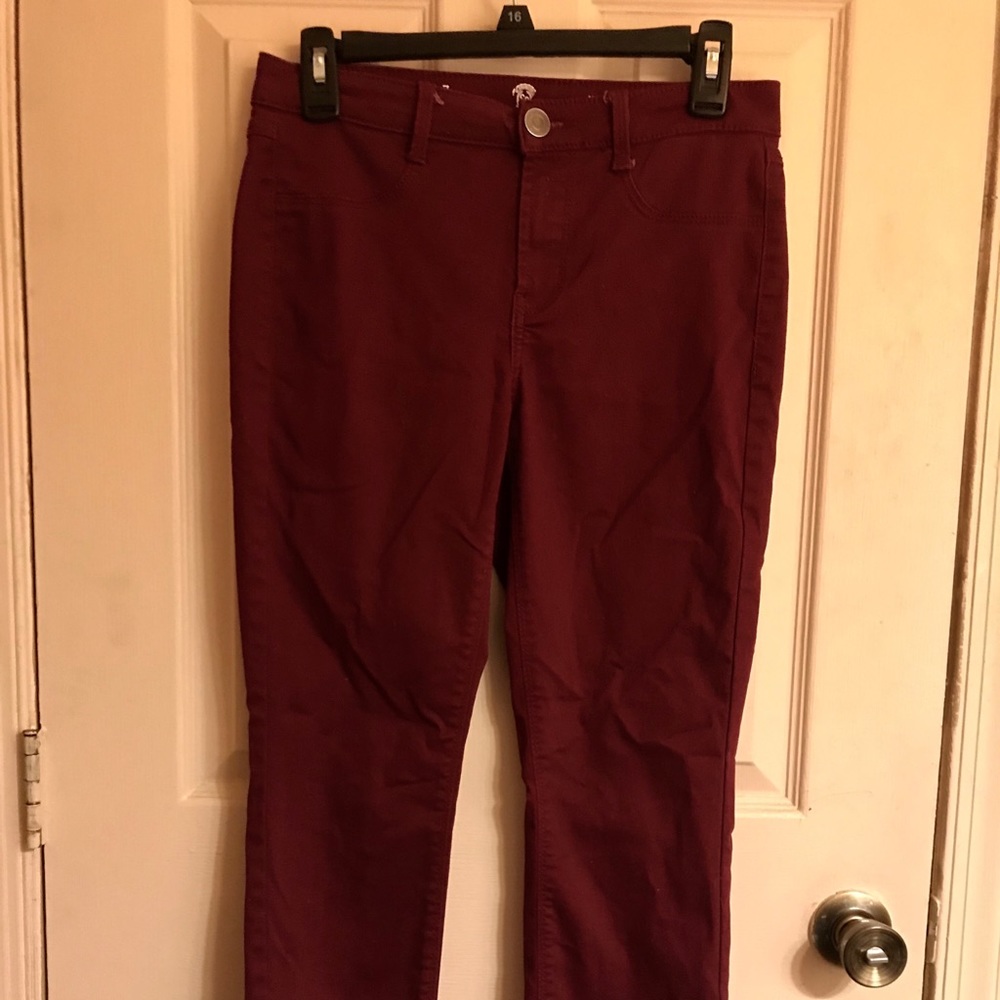 Burgundy skinny jeans